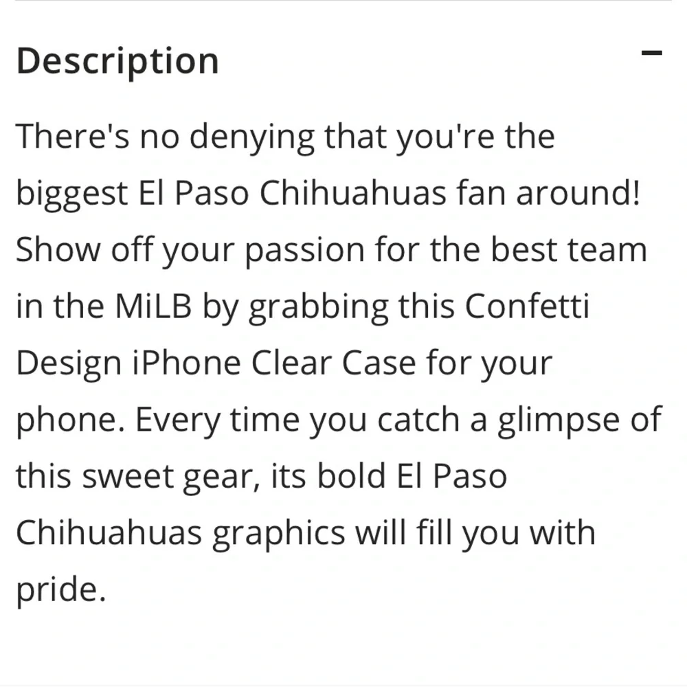 MiLB El Paso Chihuahuas Confetti Design iPhone 11 Clear Case NEW Collectable